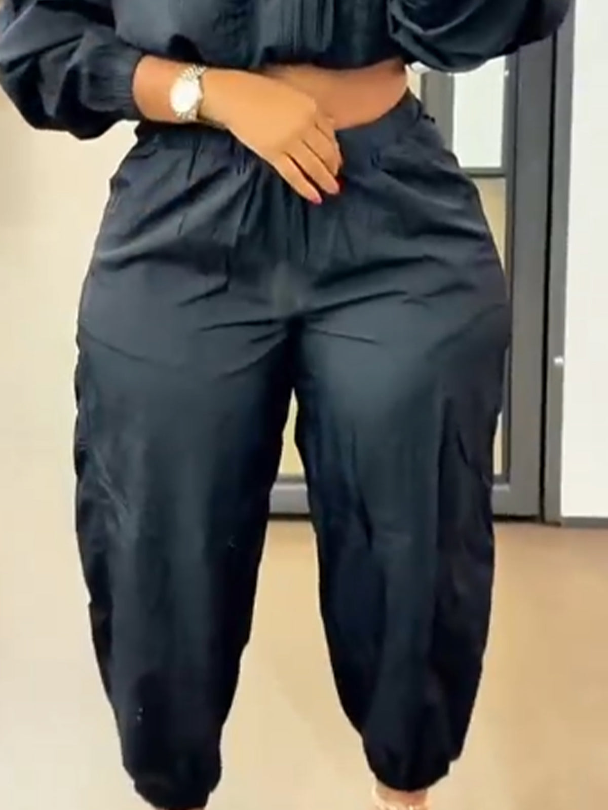 Hot Selling Women's Casual Drawstring Tops And Pants