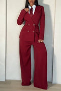 Women's Commuter Lapel Blazer Pants Two Piece Set