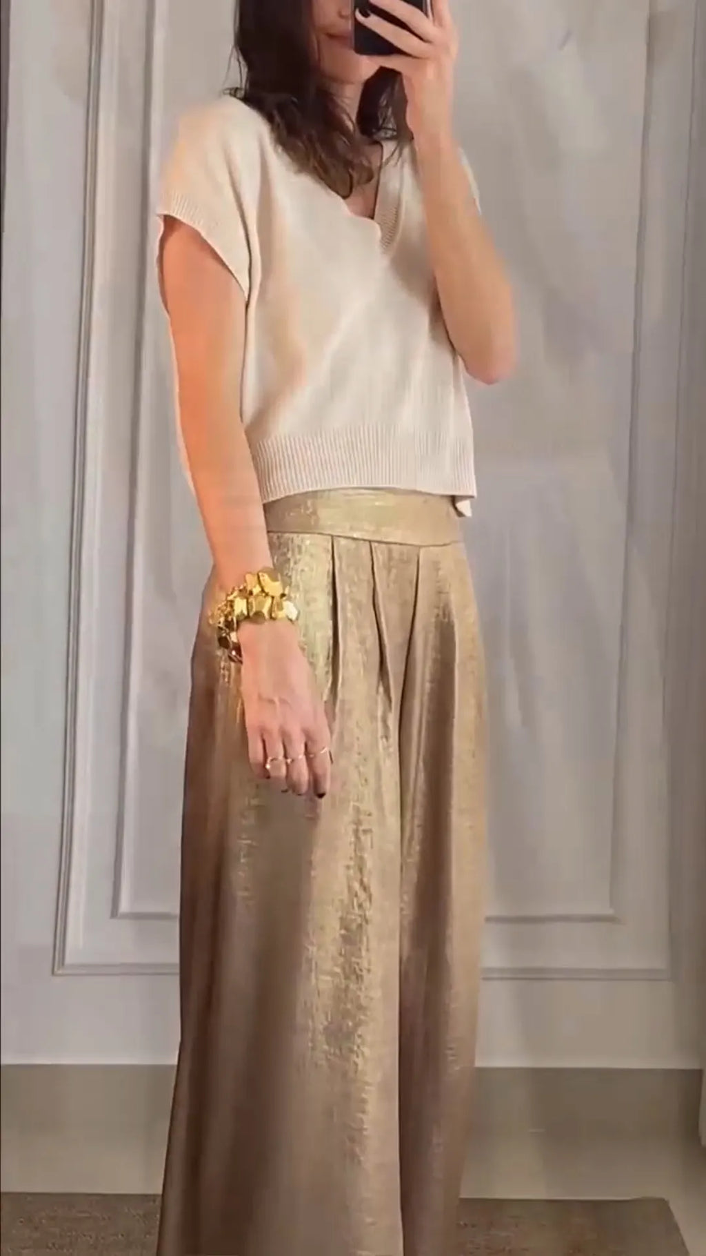 Ladies' V-neck Top + Pants Casual Suit