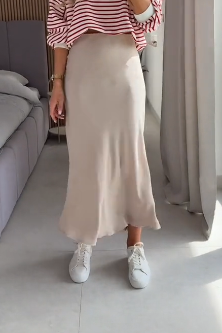 Women's Casual Comfortable Solid Color Satin Skirt