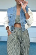 Women's Casual Denim Patchwork Contrasting Jacket