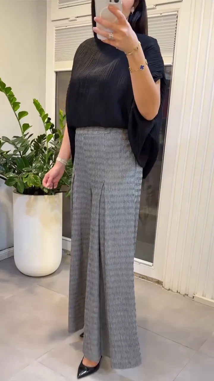 Women Round Neck Top + Pants Casual Suit
