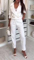 Women Collar Jacket + Pants Temperament Commuting Suit