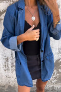 Women's Collar Casual Denim Cardigan