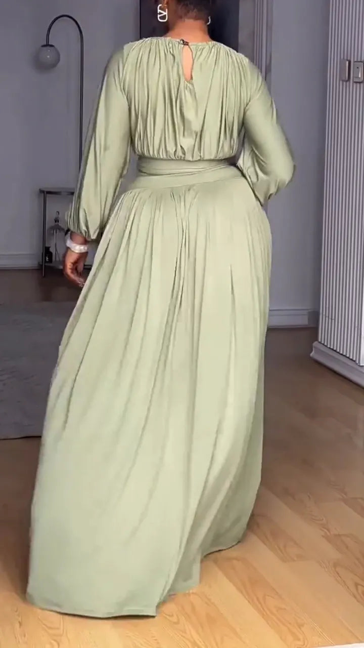 Women Round Neck Solid Color Elegant Casual Suit
