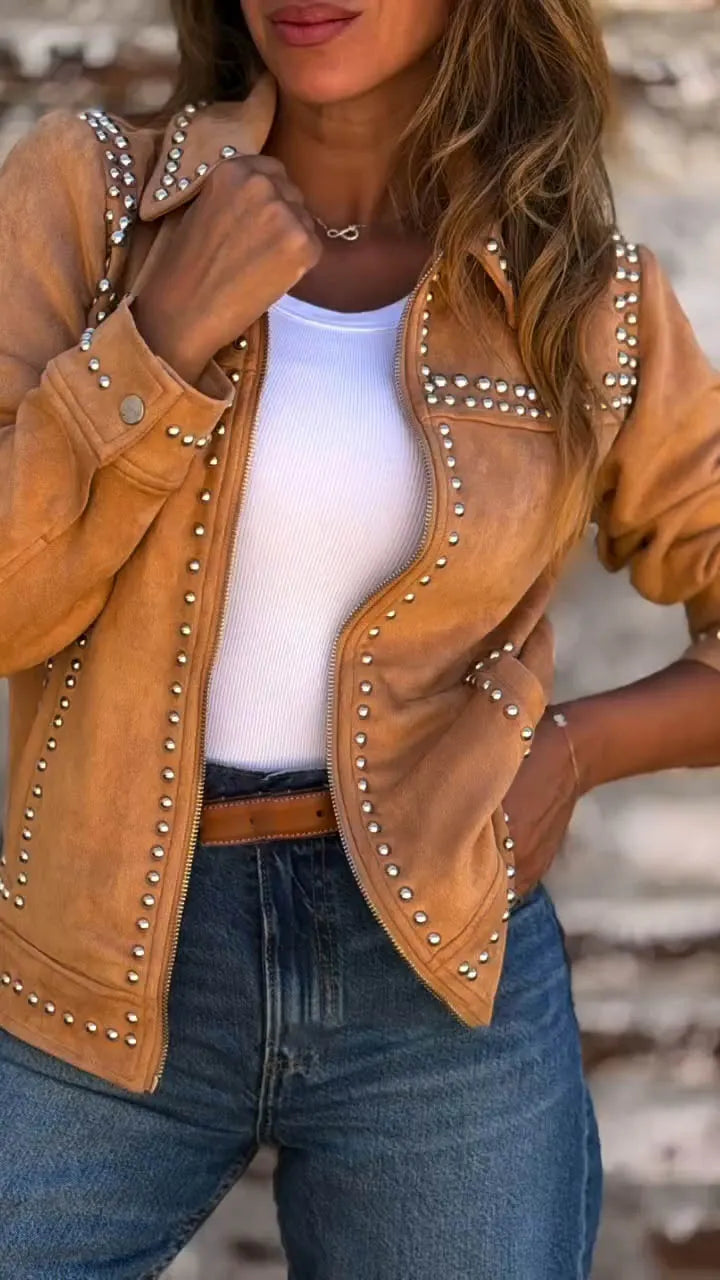 Women Collar Rivet Temperament Casual Jacket