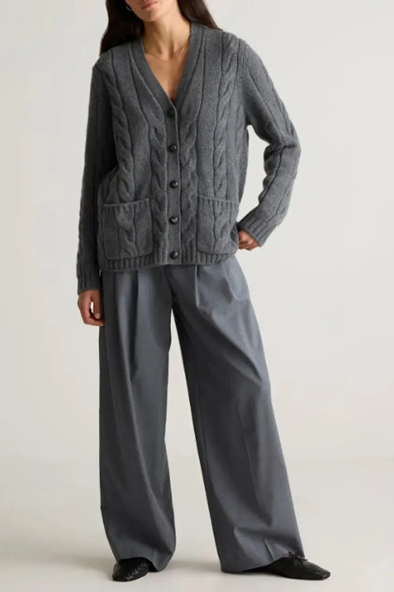 Women's Casual Loose Cable Knit Cardigan