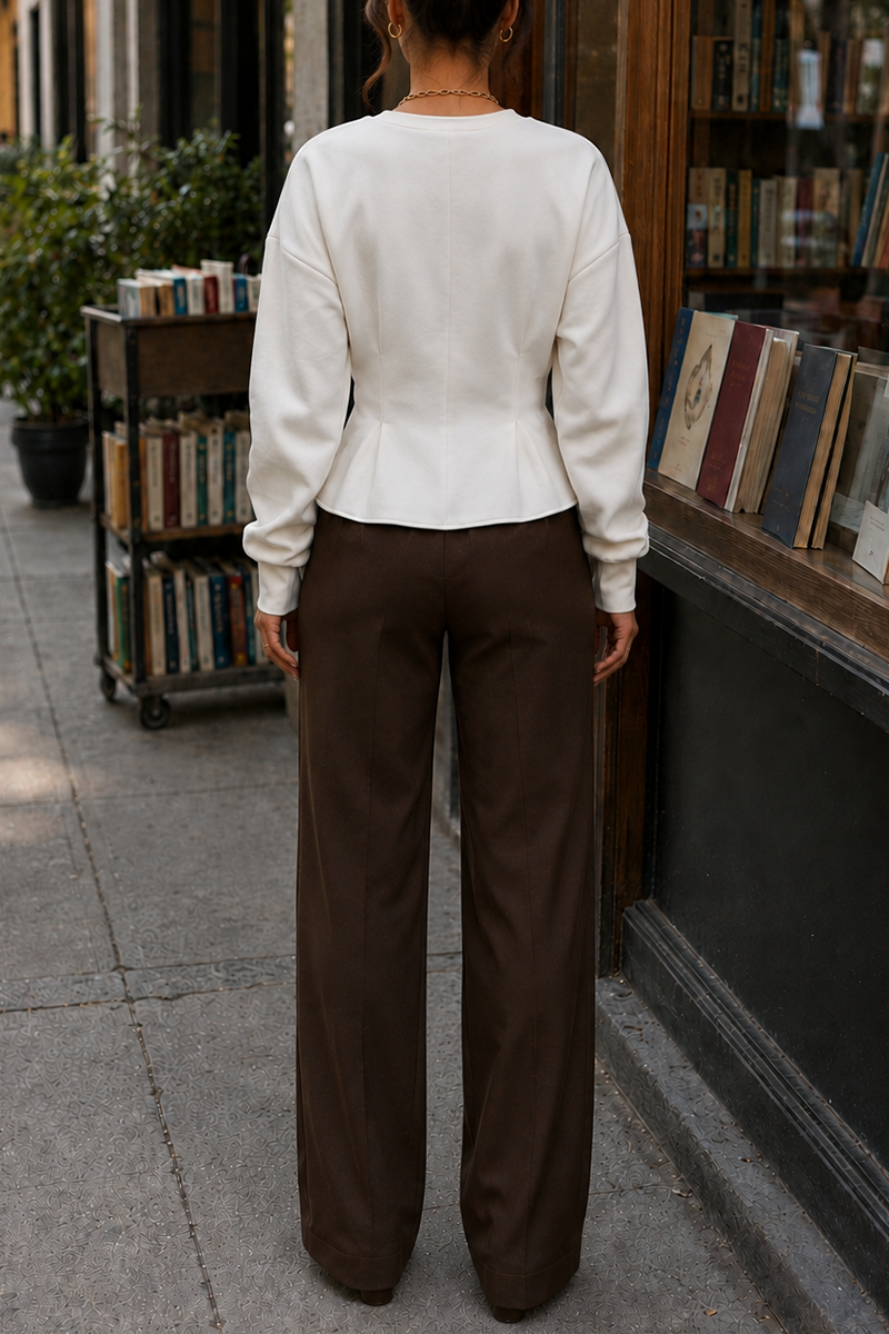 Sculpted Waist Peplum Sweatshirt