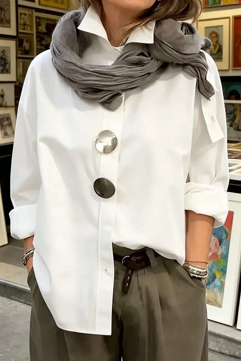 Women's Casual Button Decoration Loose Versatile Shirt