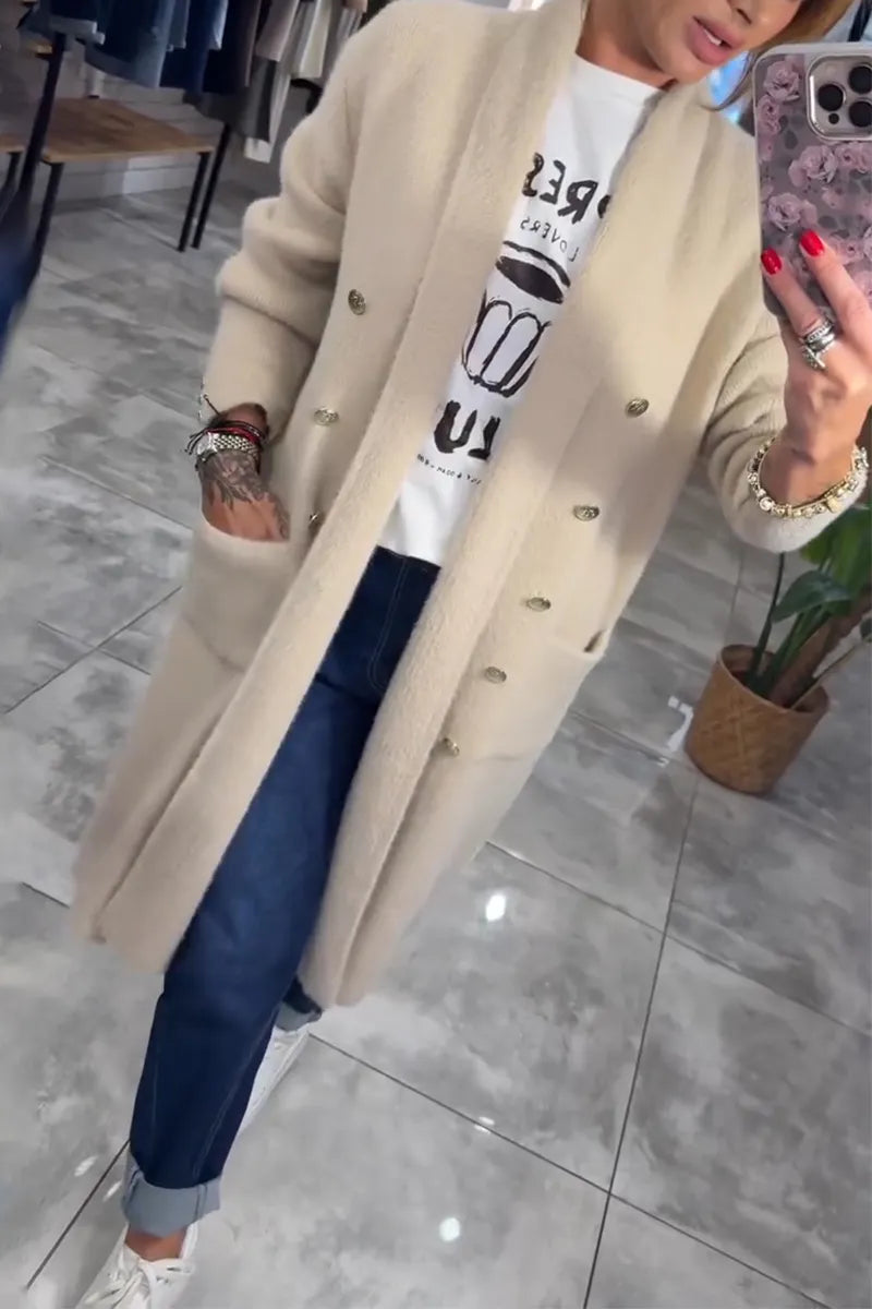 Womens Plush-breasted Casual Cardigan