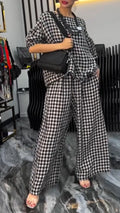 Ladies' Round Neck Plaid Casual Loose Suit