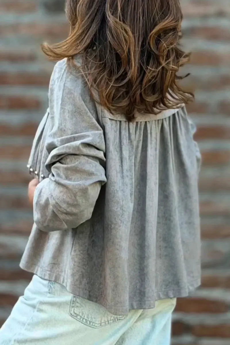 Women's Rivet Spliced Casual Cardigan