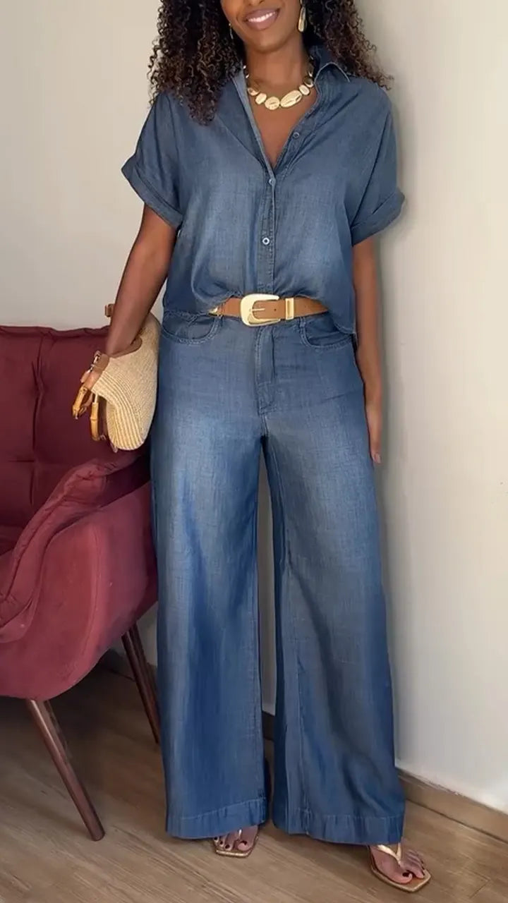 Women Laple Collar Wash Water Casual Suit