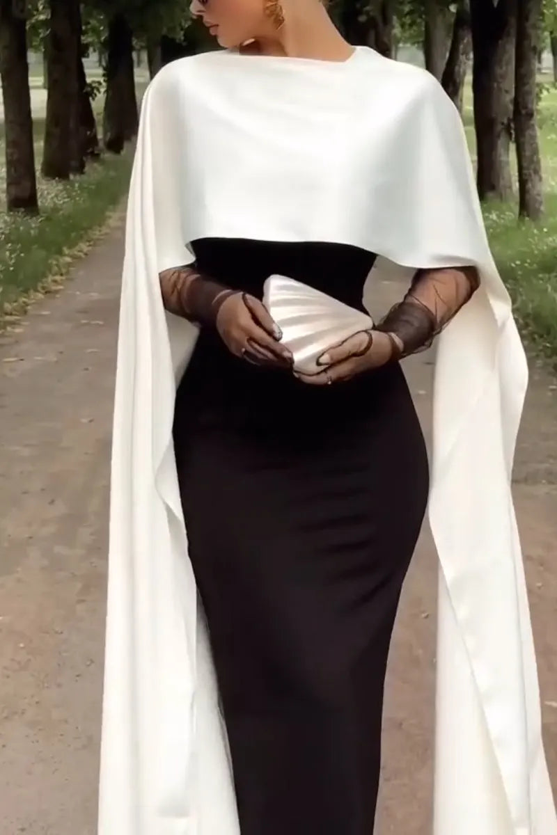Women Elegant Camisole Slim Fit Dress+ Shawl Elegant Temperament Dinner Style Set