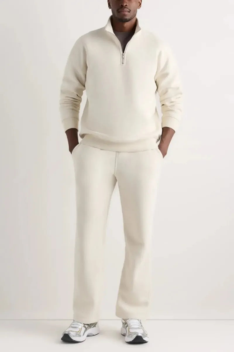 Men's Casual Stand Collar Half Zip Long Sleeve Sweatshirt