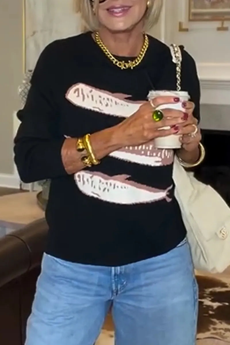 Women's Round Neck Printed Casual Top