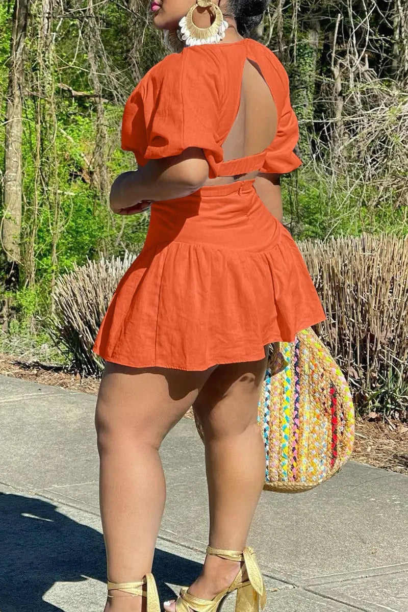Women's Open Back Cropped Vacation Top Or Short Skirt