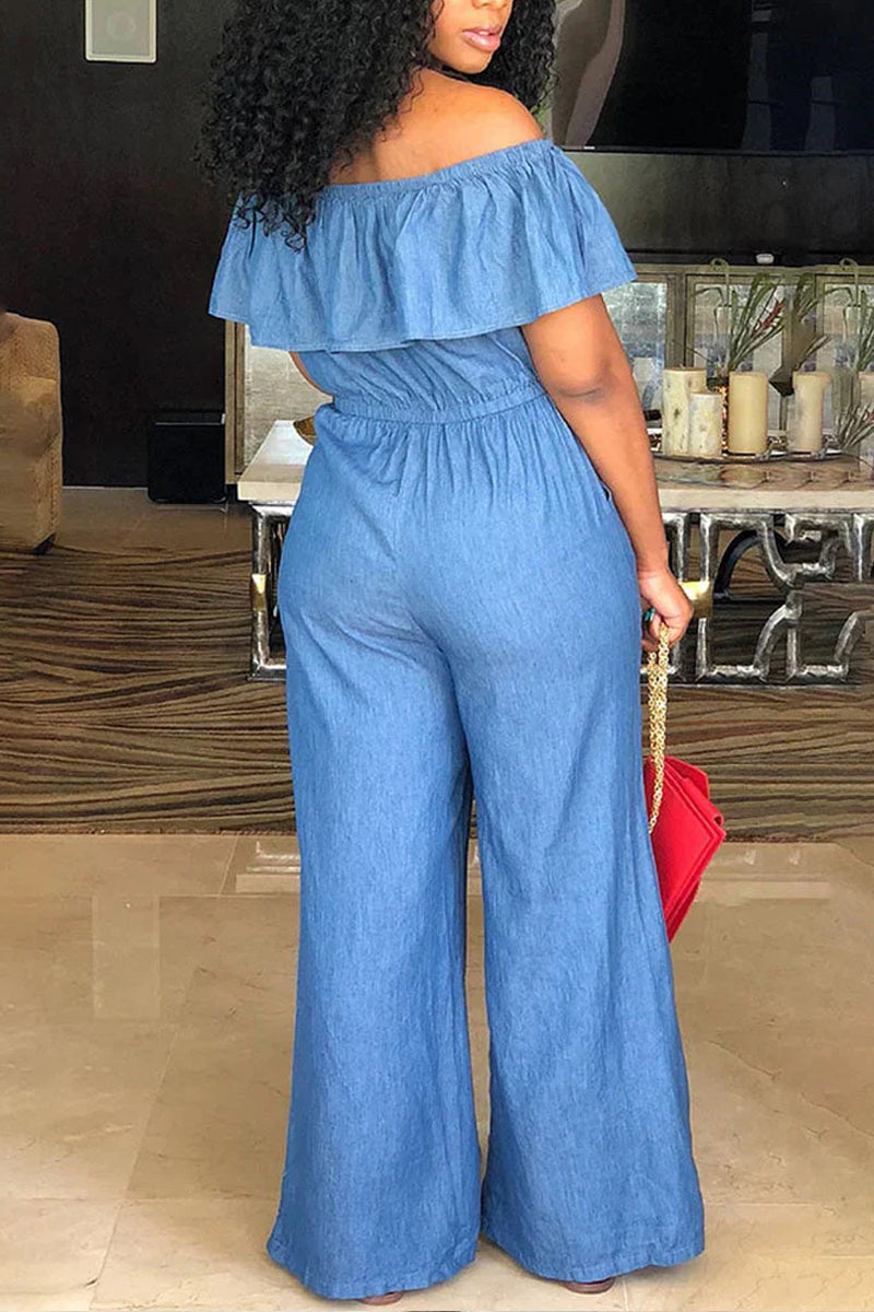 Hot Selling Sexy Lotus Leaf One Shoulder Jumpsuit For Women