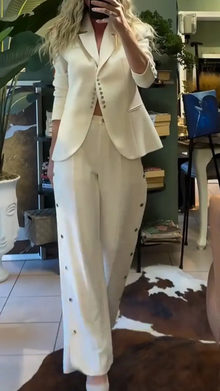 Women Collar Jacket+ Pants Temperament Commuting Suit