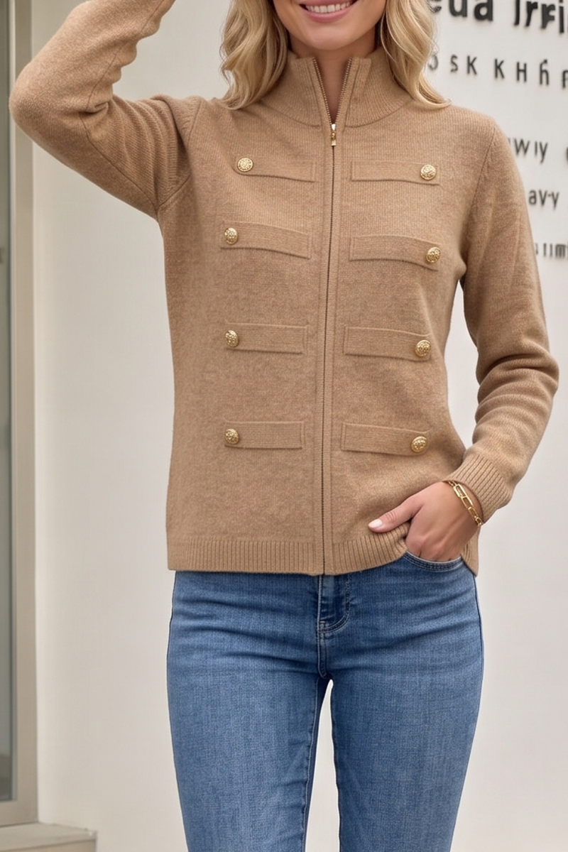Women's Vintage Officer Zip-Up Knit Jacket