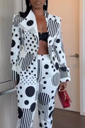 Women's Elegant Lapel Polka-Dot Blazer or Pants