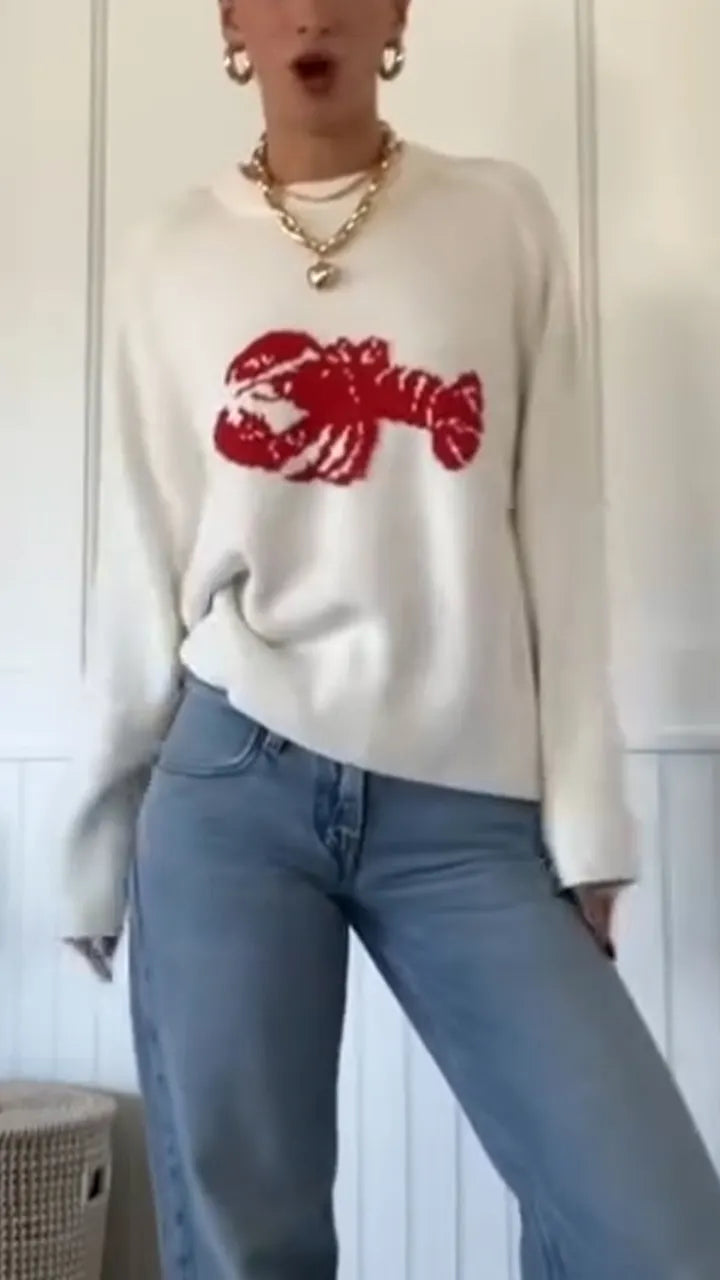 Women Round-neck Printed Top and Jeans Casual Set