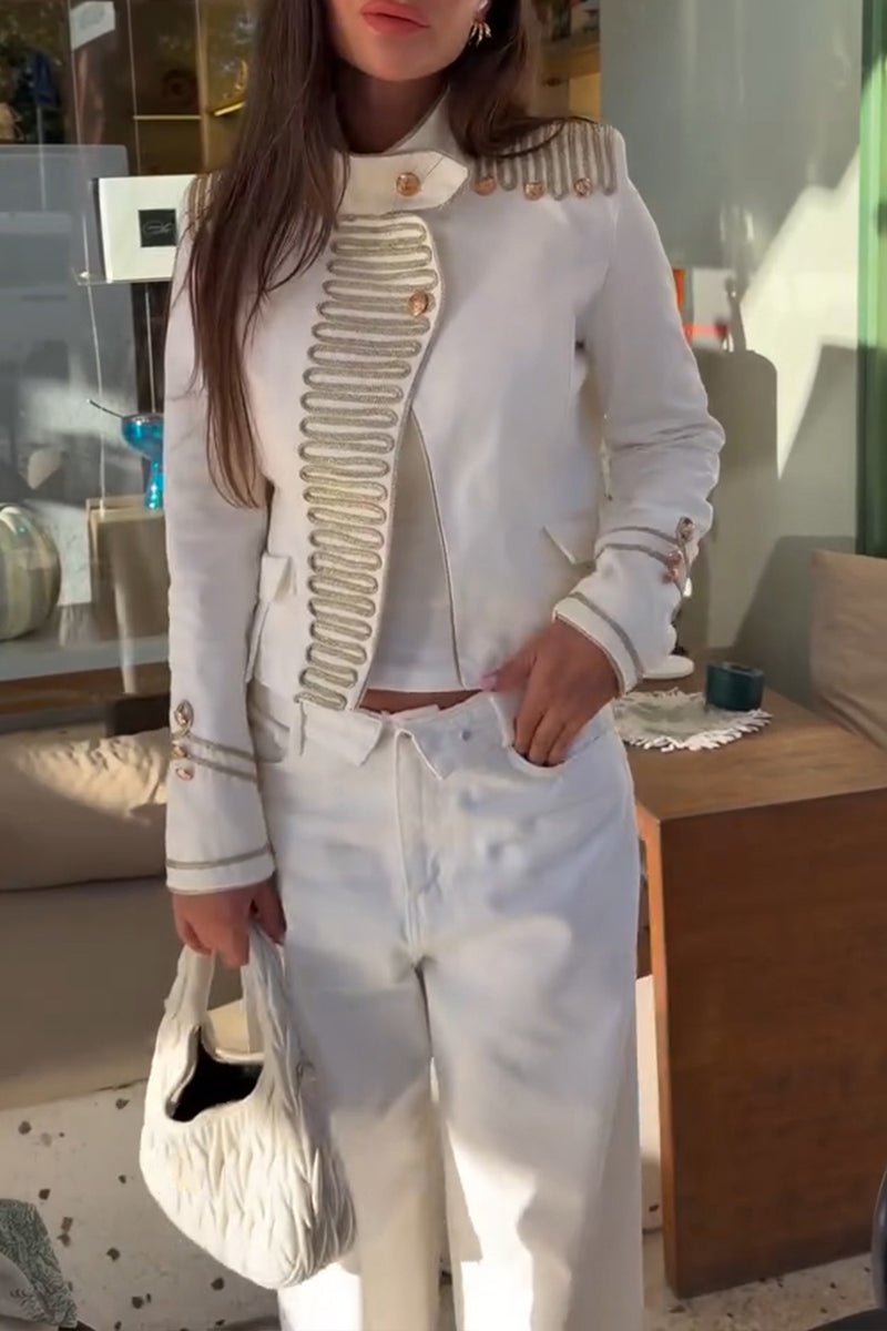 Women's Fashion Woven Decoration Design Short Jacket