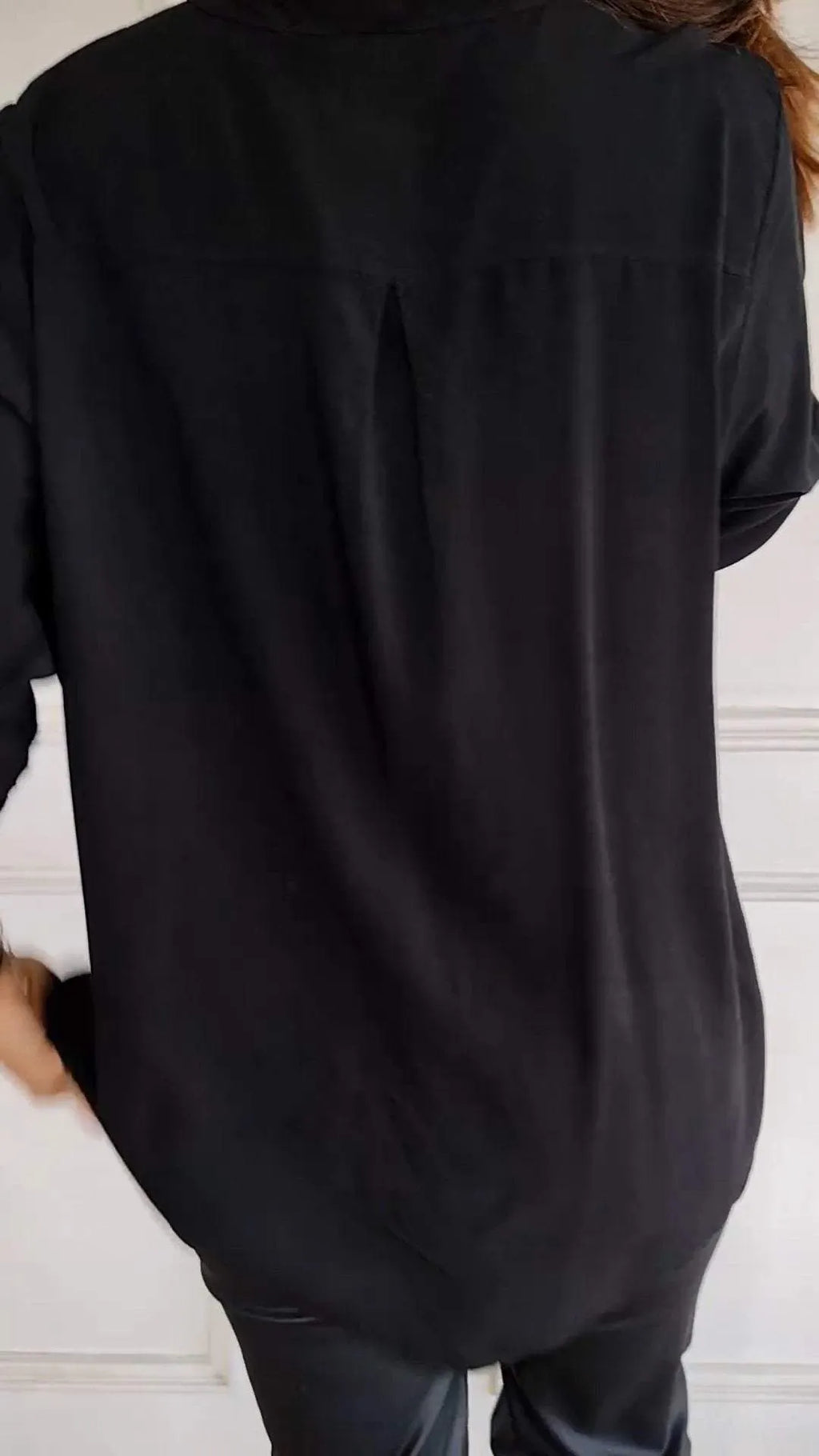 Women Cotton V-neck Sequin Mid-sleeve Casual Top
