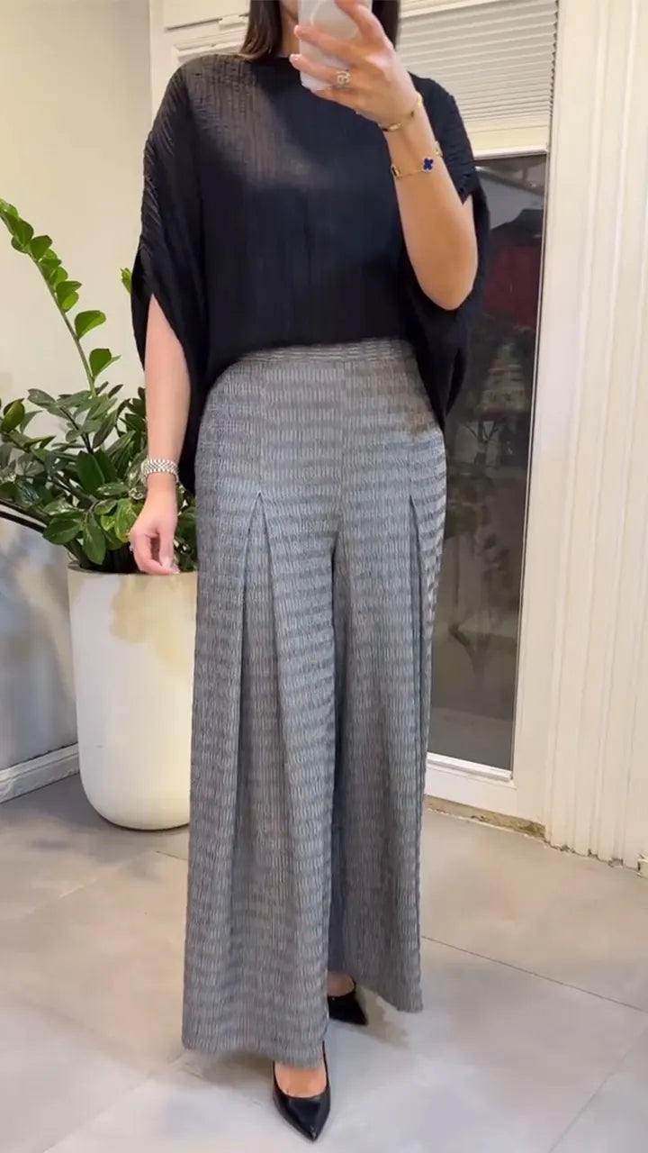 Women Round Neck Top + Pants Casual Suit