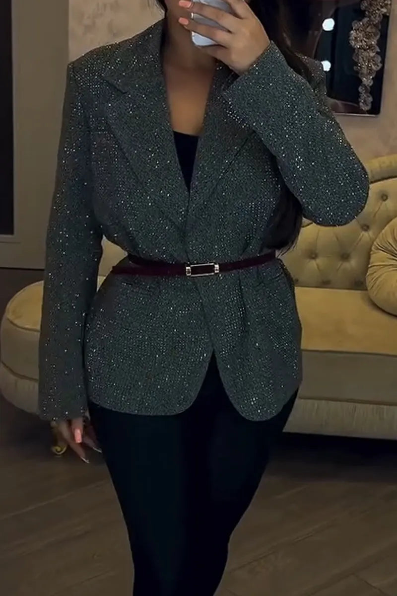 Women's Lapel Shimmer-Finish Temperament Commuter Blazer