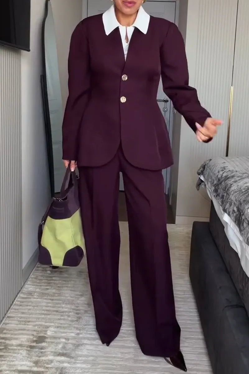 Women's V-neck Blazer+ Pants Temperament Commuting Suit