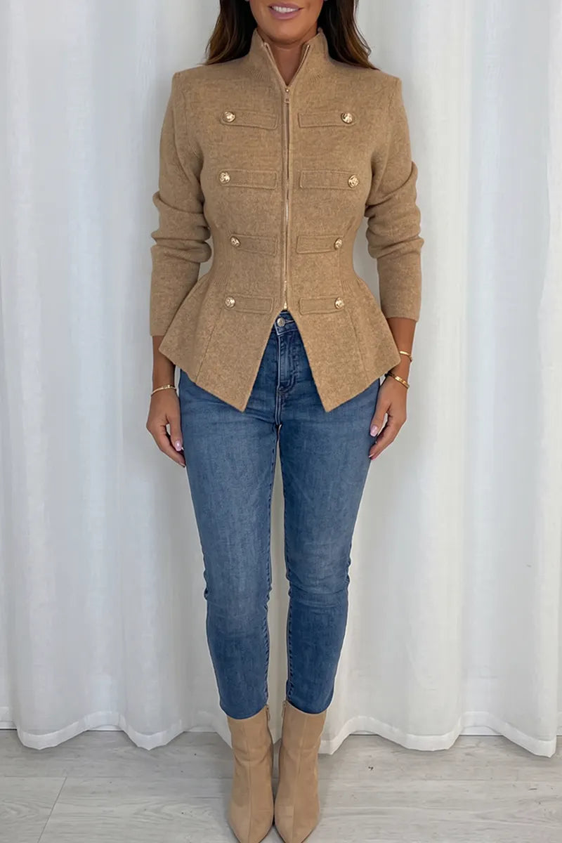 Military-Inspired Sculpted Waist Jacket