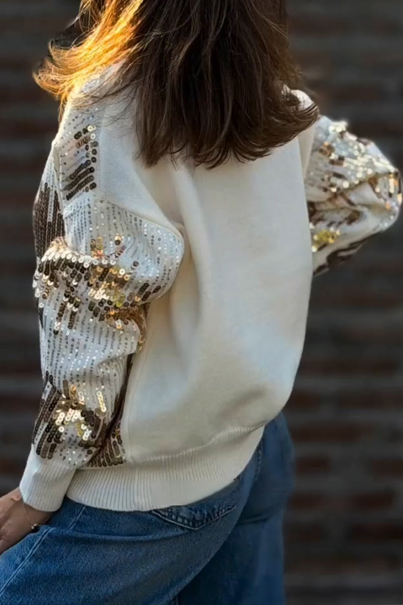 Women's V-neck Casual Sequin Knitted Cardigan