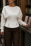 Sculpted Waist Peplum Sweatshirt