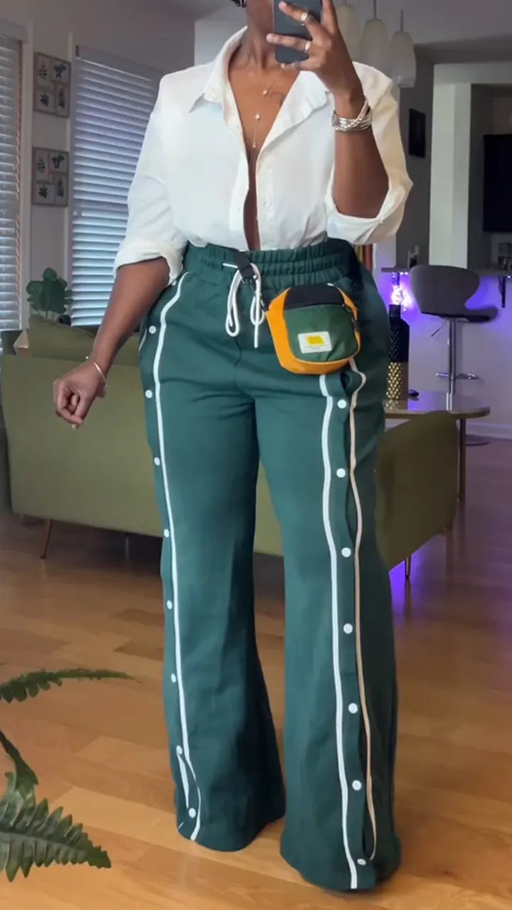 Women Collar Shirt+ Breasted Pants Set