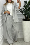 Women Collar Jacket+ Pants Commuting Style Set