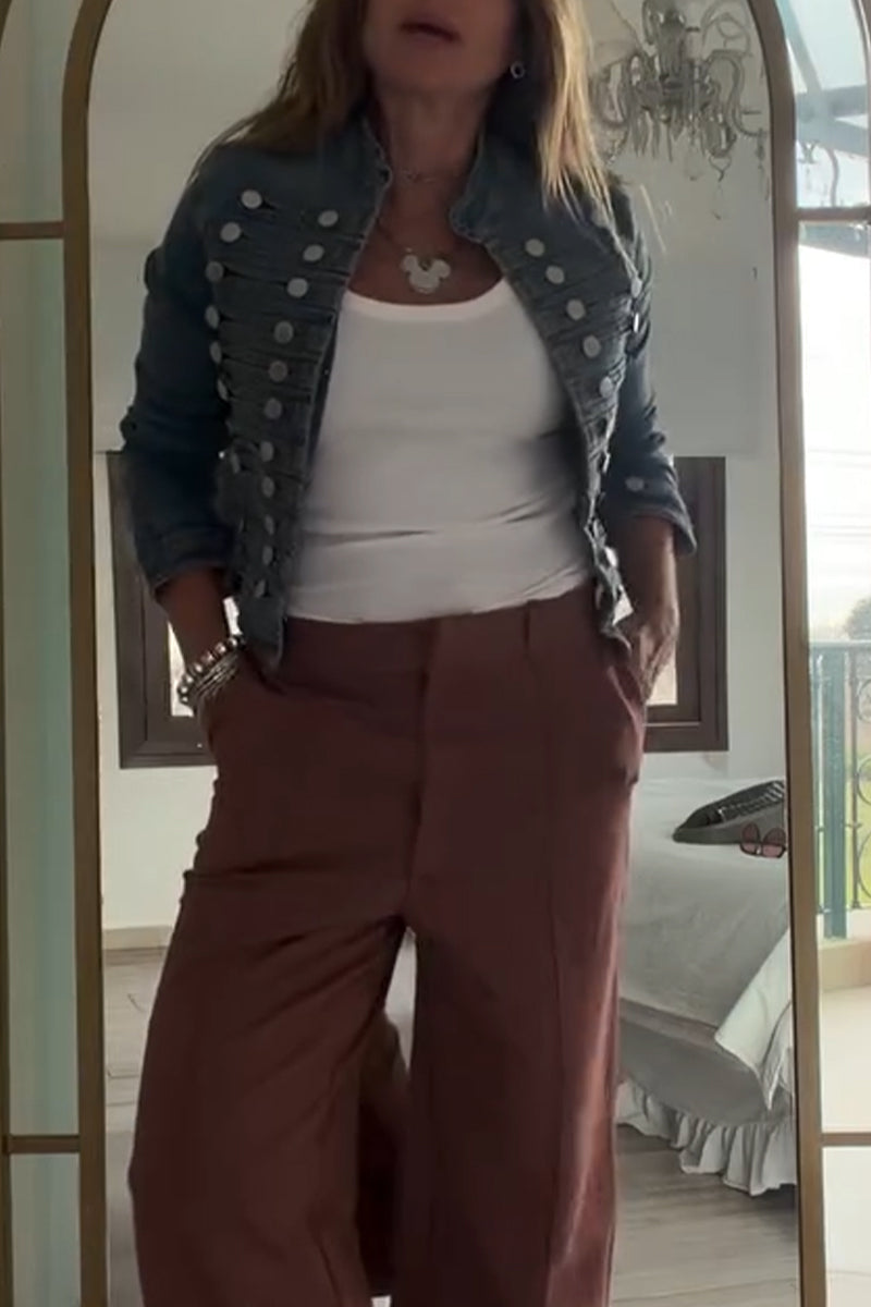 Women's Double Breasted Casual Denim Jacket