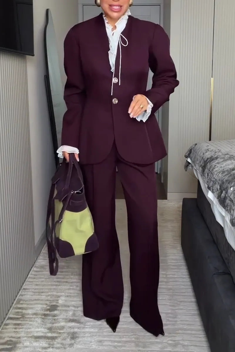 Women's V-neck Blazer+ Pants Temperament Commuting Suit