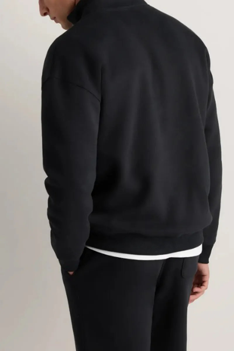 Men's Casual Stand Collar Half Zip Long Sleeve Sweatshirt