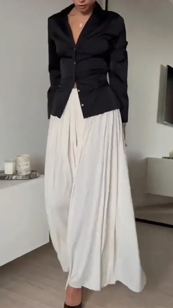 Women V-neck Back Strap Top+ Half Skirt Casual Outfit with Temperament