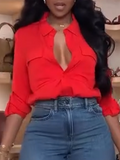 Women Collar Top+ Jeans Style Casual Suit