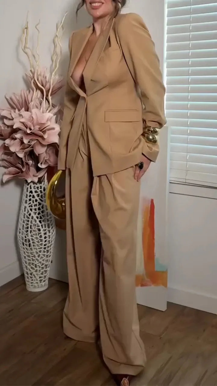 Women Collar Jacket+ Pants Temperament Commuting Suit