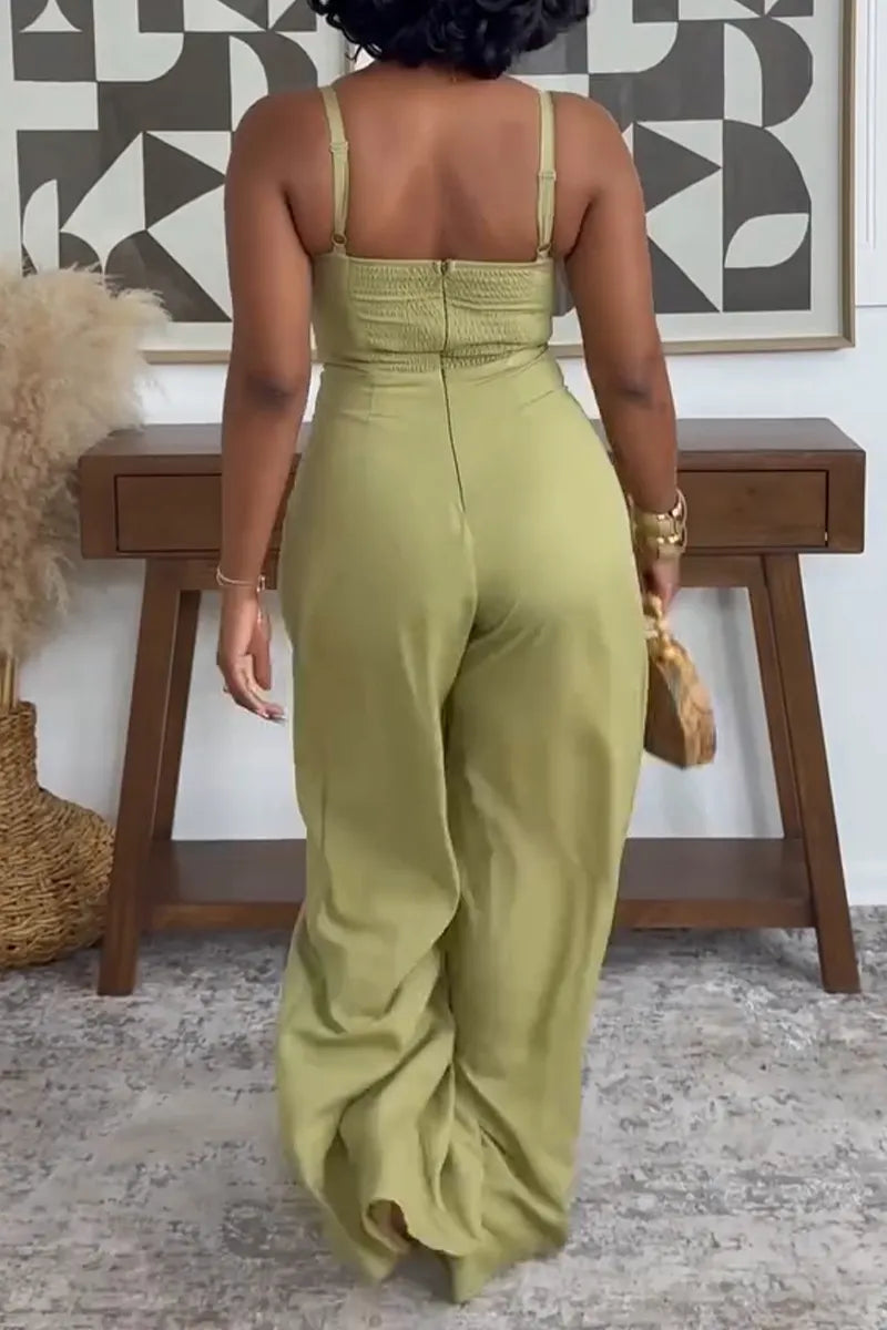 Women's Elegant Waist Defined Cami Wide Leg Jumpsuit