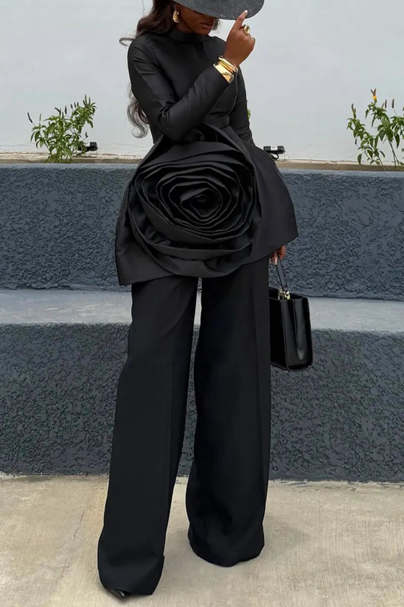 Women's Elegant 3D-Floral Trim Top or Pants