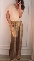 Ladies' V-neck Top + Pants Casual Suit