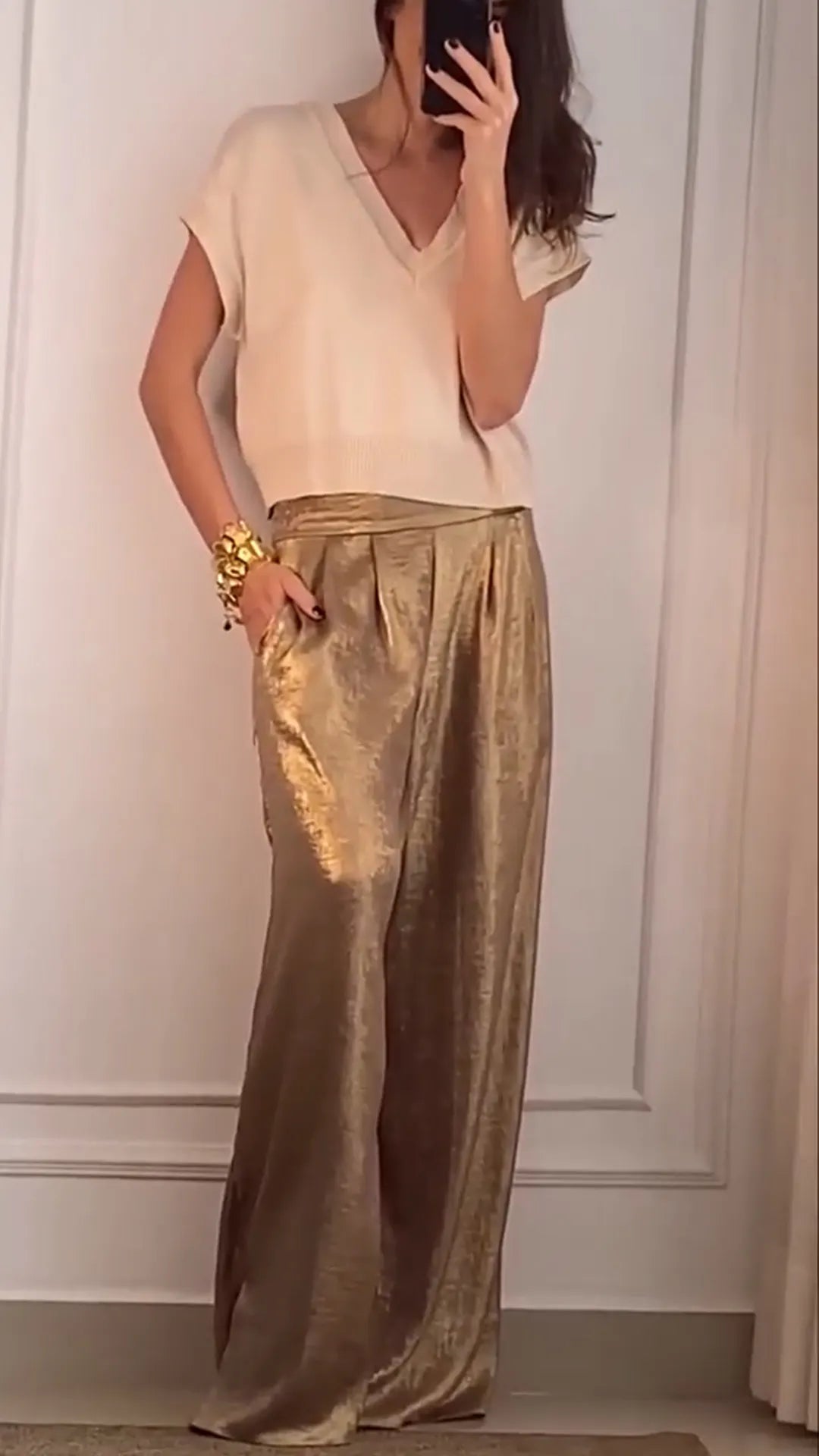 Ladies' V-neck Top + Pants Casual Suit