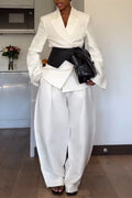Women Collar Jacket Waist Design + Pants Temperament Commuting Formal Suit