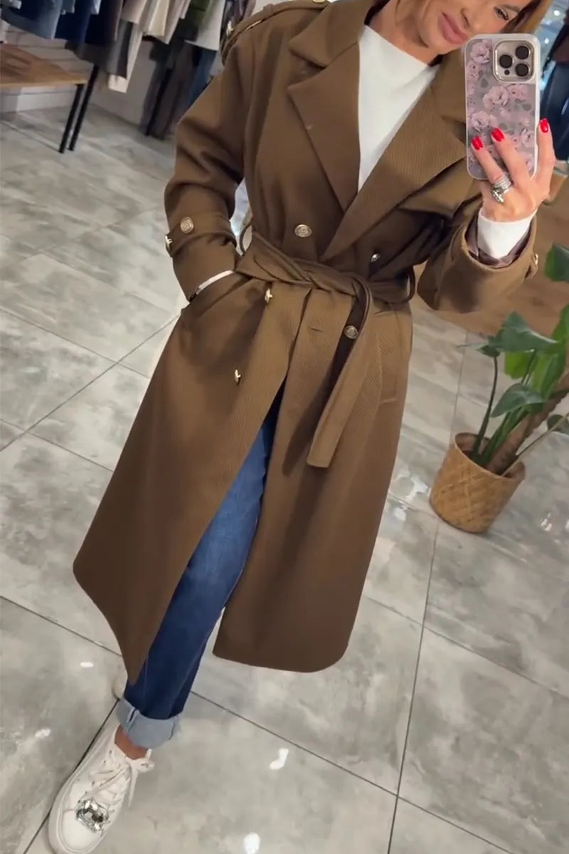 Women Lapel Temperament Casual Windbreaker