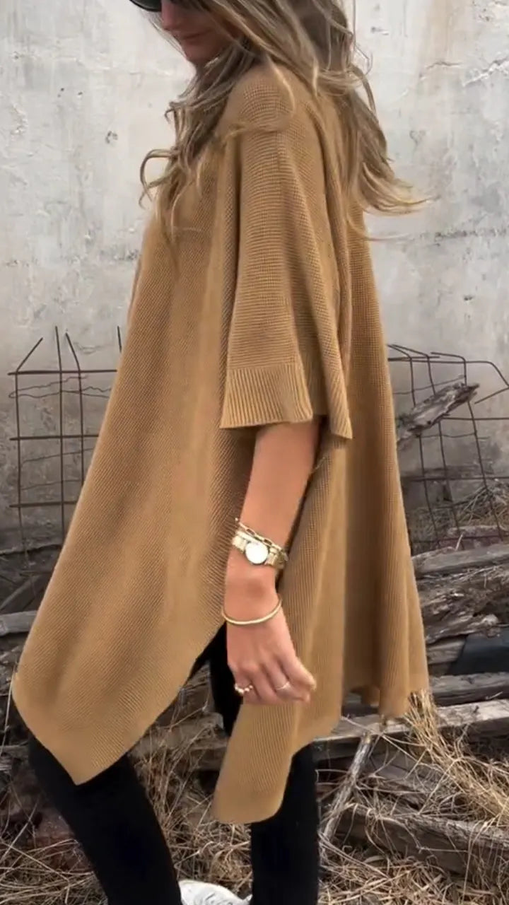Women V-neck Solid Color Casual Top