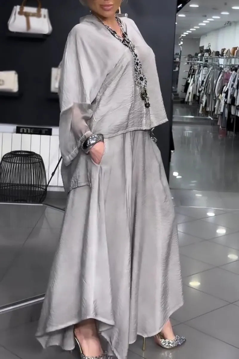 Women V-neck Top+ Wide Leg Pants Loose Casual Suit